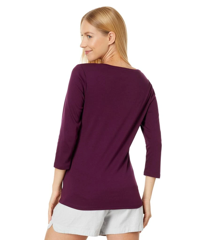 L.L.BEAN Pima Cotton Shaped Jewelneck Tee 3/4 Sleeve 2