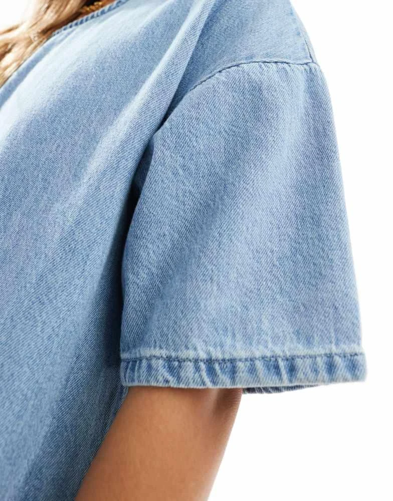 ASOS ASOS DESIGN denim t-shirt dress in midwash blue 2