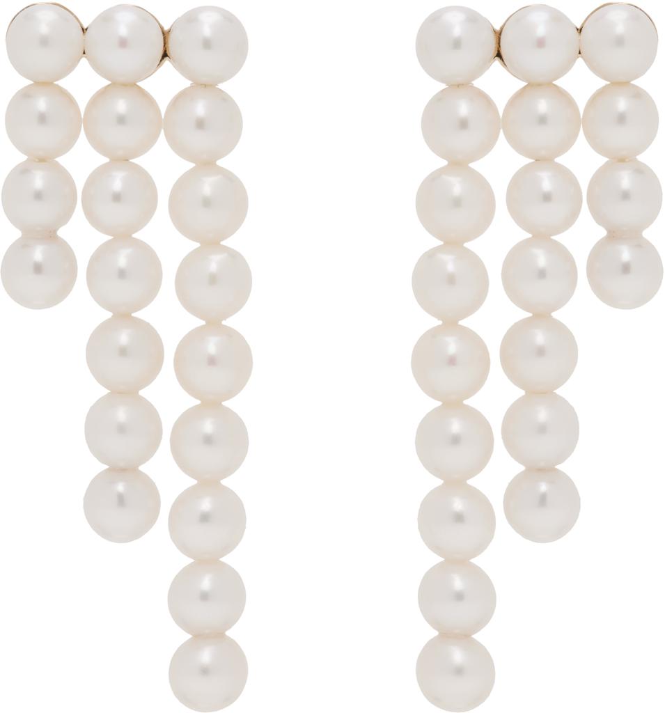 Sophie Bille Brahe White & Gold 'La Valse Trois Temps' Earrings