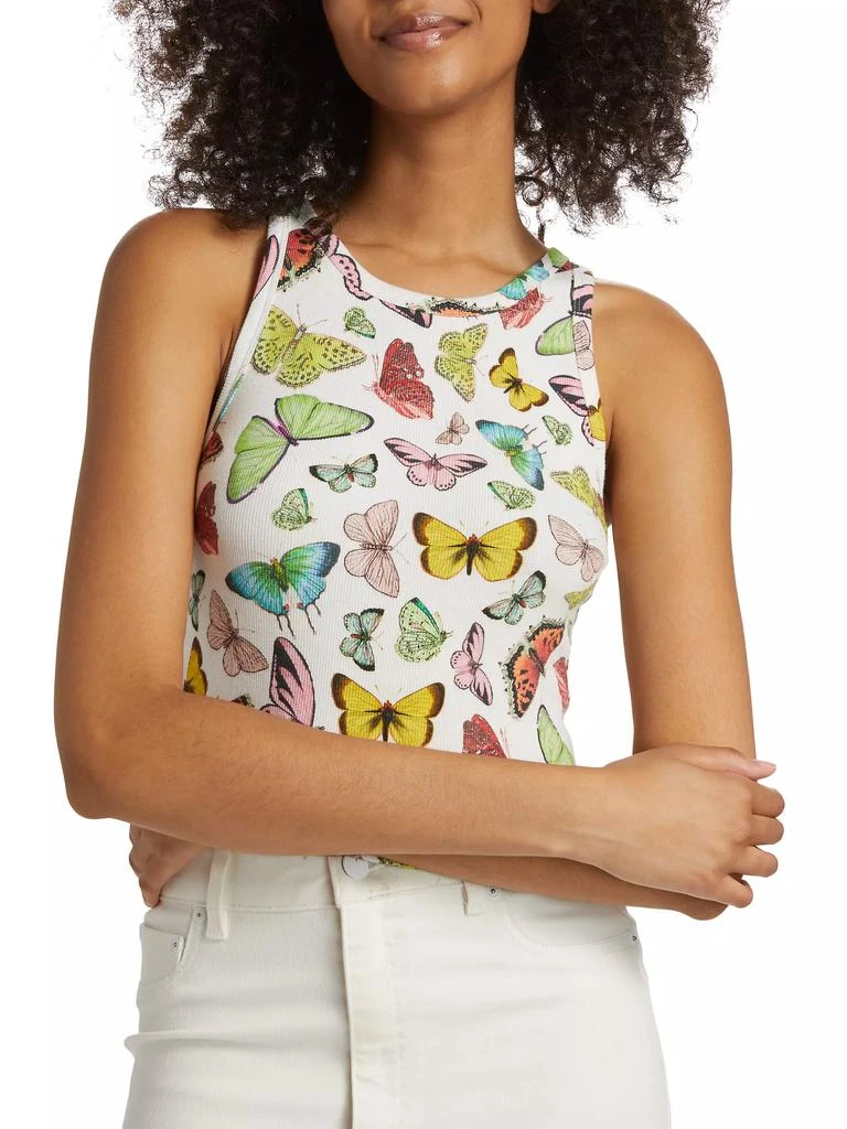 Alice + Olivia Allen Butterfly Rib-Knit Tank 6