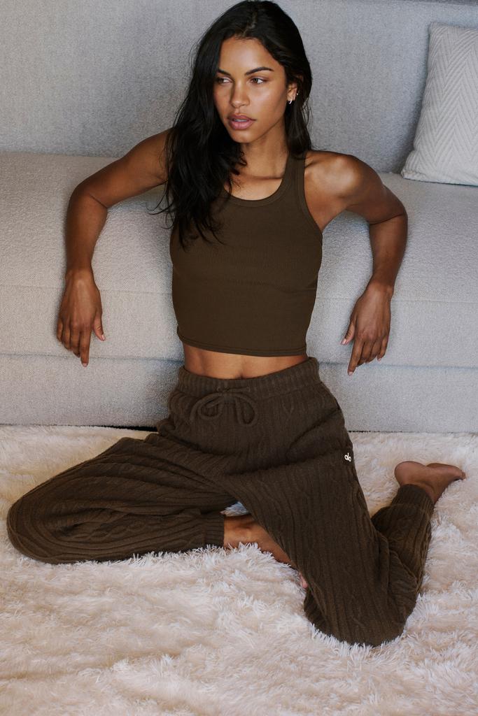 Alo Goddess Ribbed Go-To Tank - Espresso - Lingerie - Compare