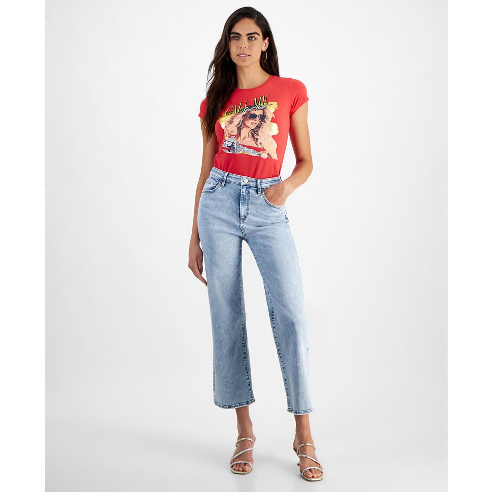 GUESS Women's High Rise Wide Leg Ankle Jeans