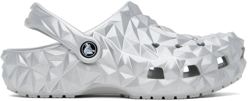 Crocs Silver Classic Metallic Geometric Clogs 1
