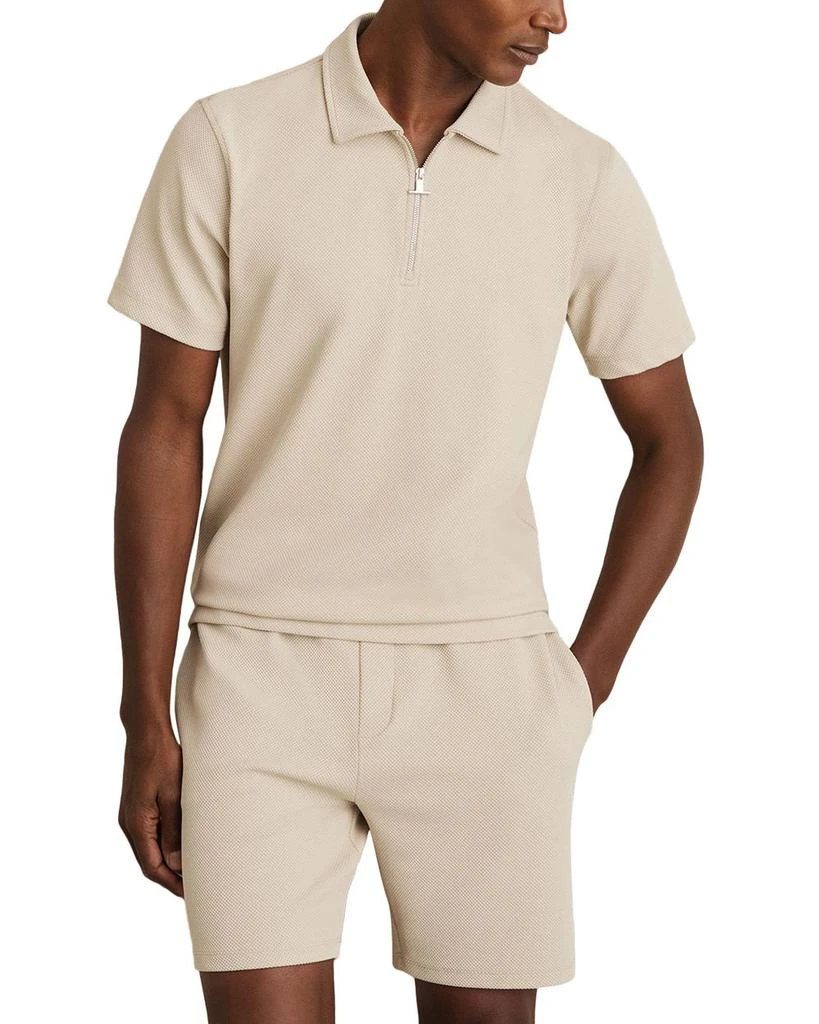REISS Albany Regular Fit Textured Quarter Zip Polo Shirt 1