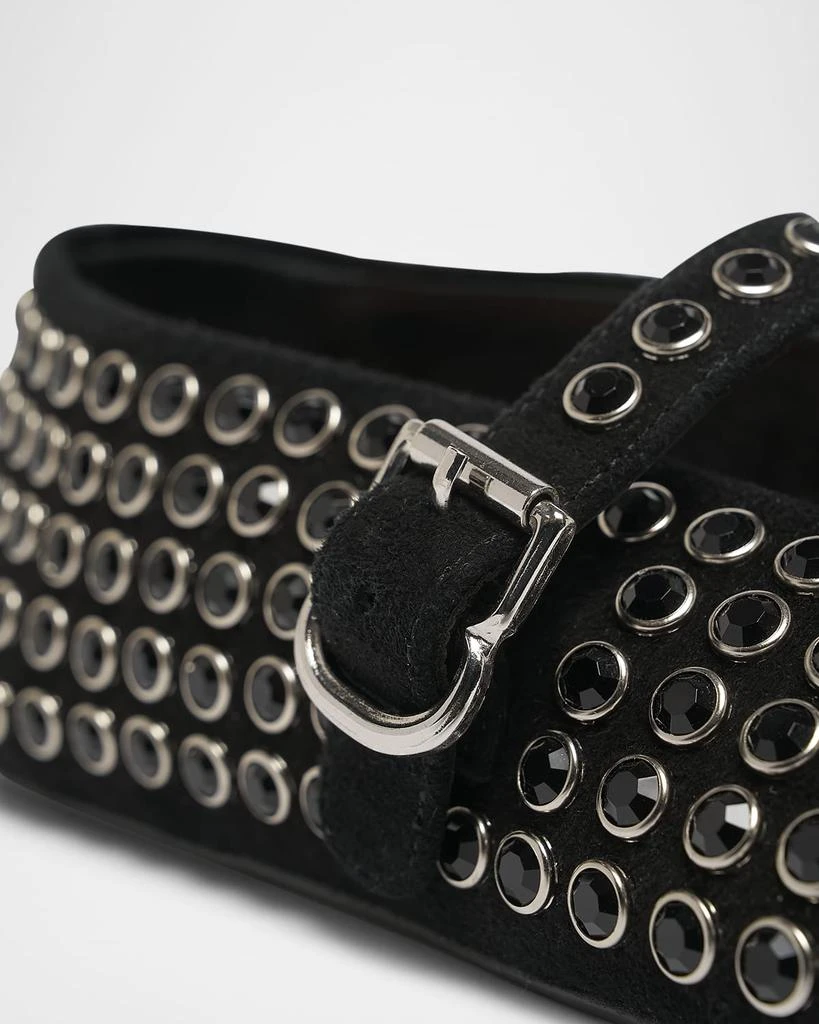 Alaia Crystal Stud Mary Jane Ballerina Flats 4
