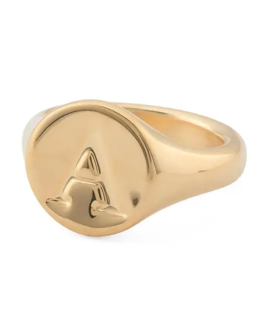 MILOR GOLD Made In Italy 14kt Gold Initial Signet Ring Letter