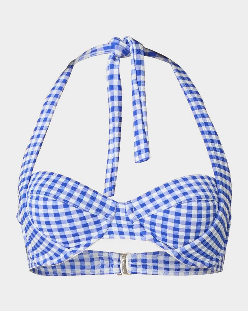 Shoshanna Gingham Draped Halter Bikini Top 1