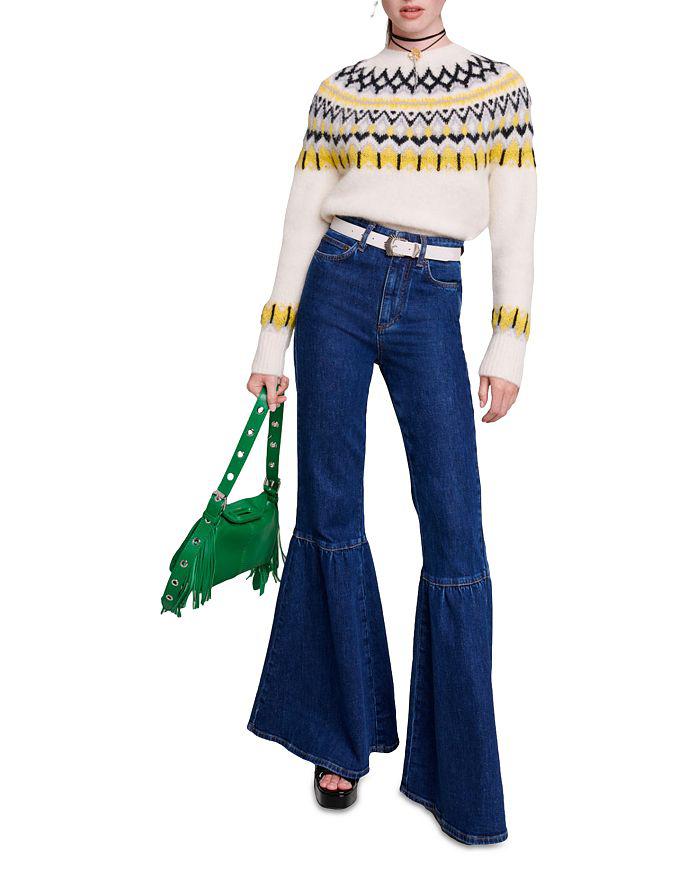 Maje Paflenco High Rise Flare Leg Jeans in Blue