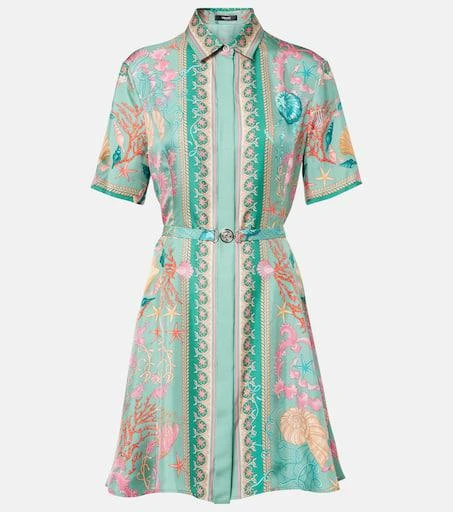 Versace Underwater Barocco silk twill shirt dress 1
