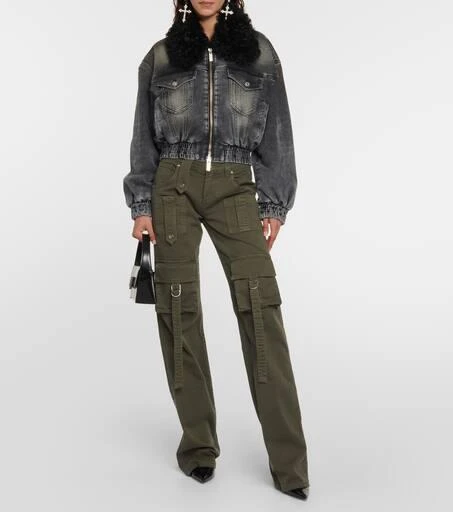 BLUMARINE Faux fur-trimmed denim jacket 7