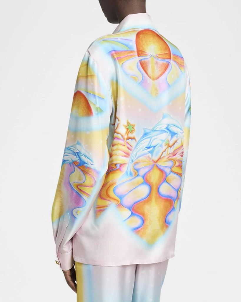 Casablanca Surf Print Long-Sleeve Silk Blouse 3
