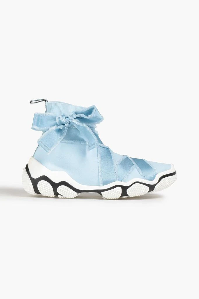 RED Valentino Glam Run satin-trimmed stretch-knit high-top sneakers 1