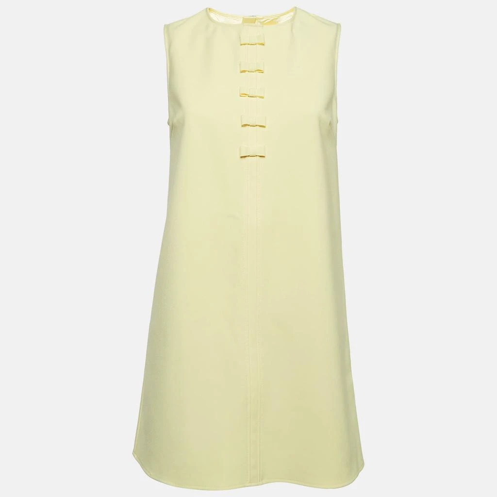 ELISABETTA FRANCHI Elisabetta Franchi Yellow Crepe Bow Detail Passepartout Dress S 1