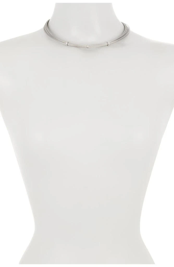 ALOR 18K White Gold Stainless Steel Diamond Accented Station Necklace - 0.14 ctw 1