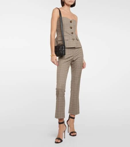 VERONICA BEARD Checked high-rise slim pants 2