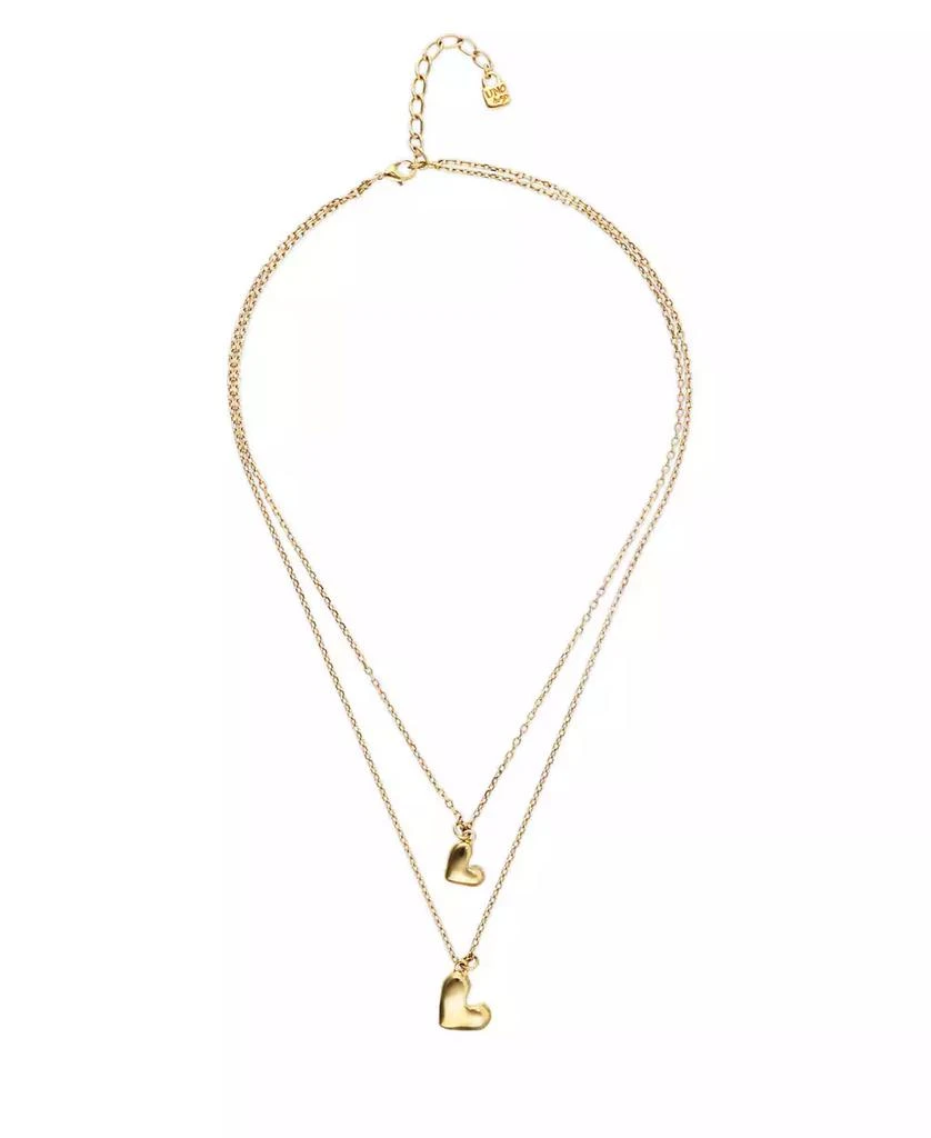 UNOde50 18K Gold Double Plated Necklace with Two Hearts