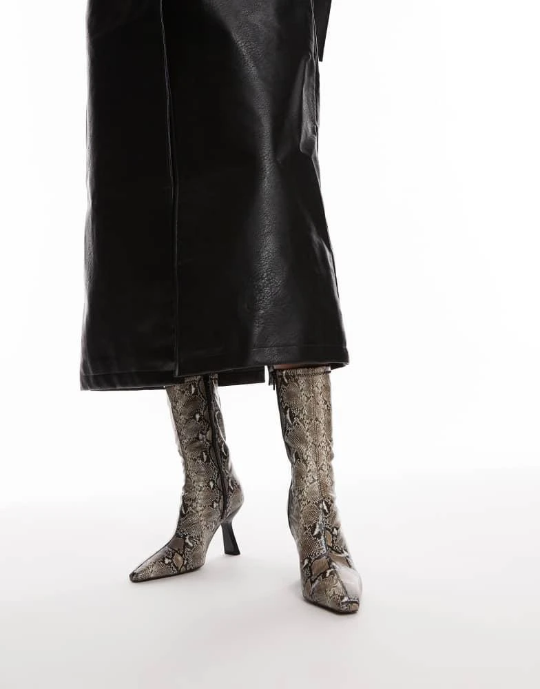 Topshop Piya high heeled ankle boots in snake print – On Sale Now