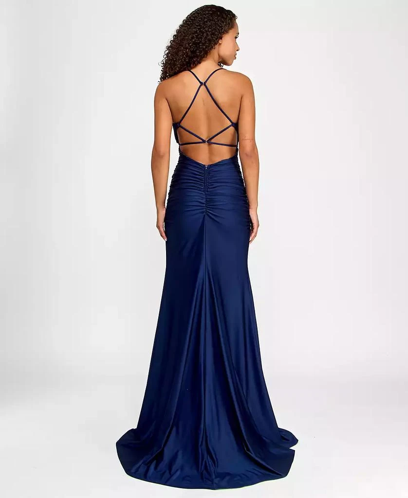 B Darlin Juniors' Square-Neck Ruched Strappy Sleeveless Gown, Created for Macy's 2
