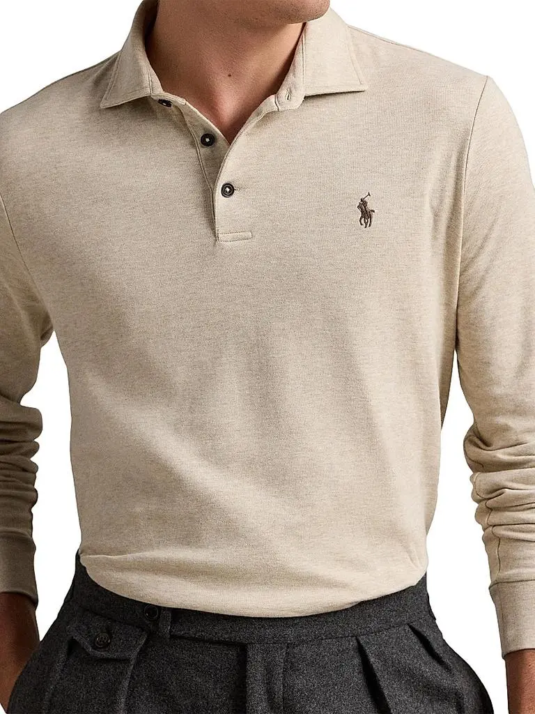 Ralph Lauren Double-Knit Jersey Long-Sleeve Polo Shirt 5