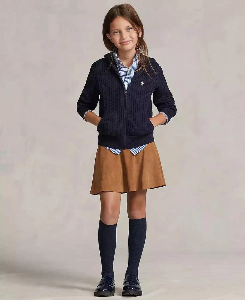 Ralph Lauren Girls' 7-16 Mini-Cable Full-Zip Hoodie 2