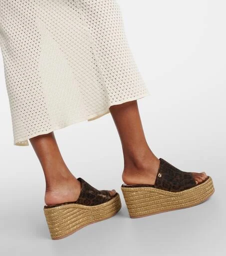 Gianvito Rossi Leopard-print espadrille wedge mules 7