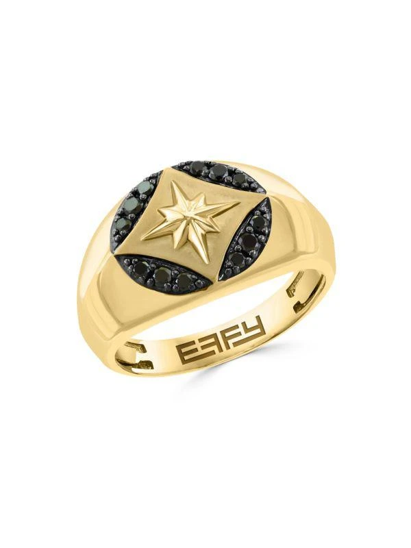 Effy 14K Yellow Gold & 0.25 TCW Black Diamond Ring 1