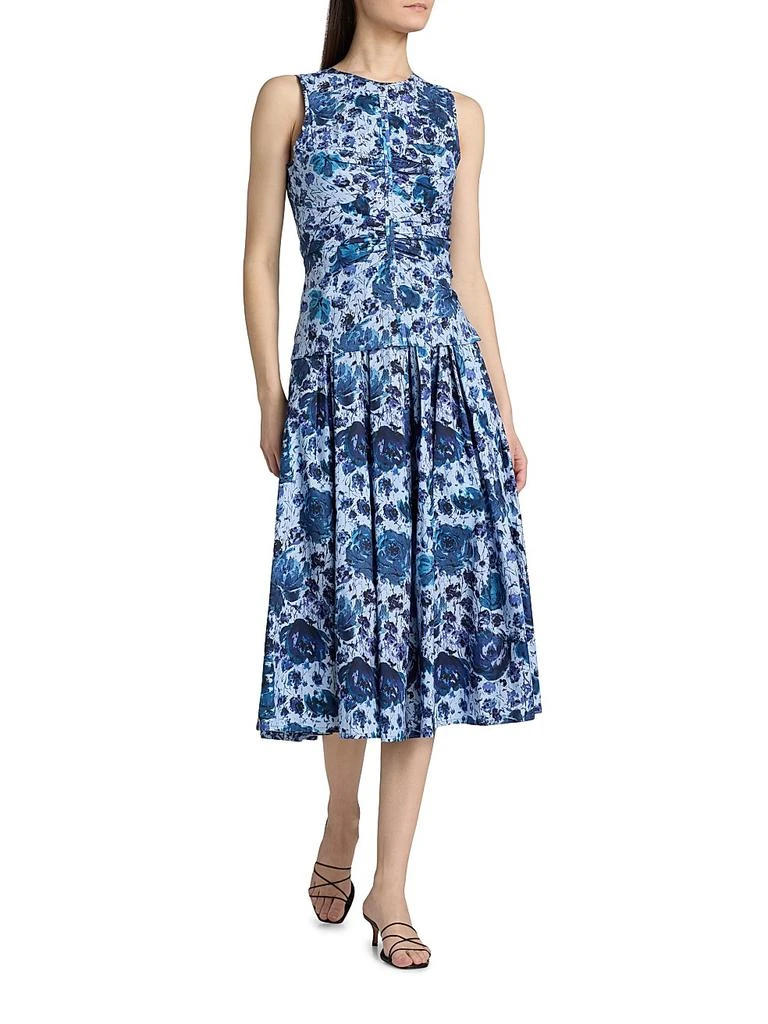 PRABAL GURUNG Floral Cotton-Blend Ruched Top 2