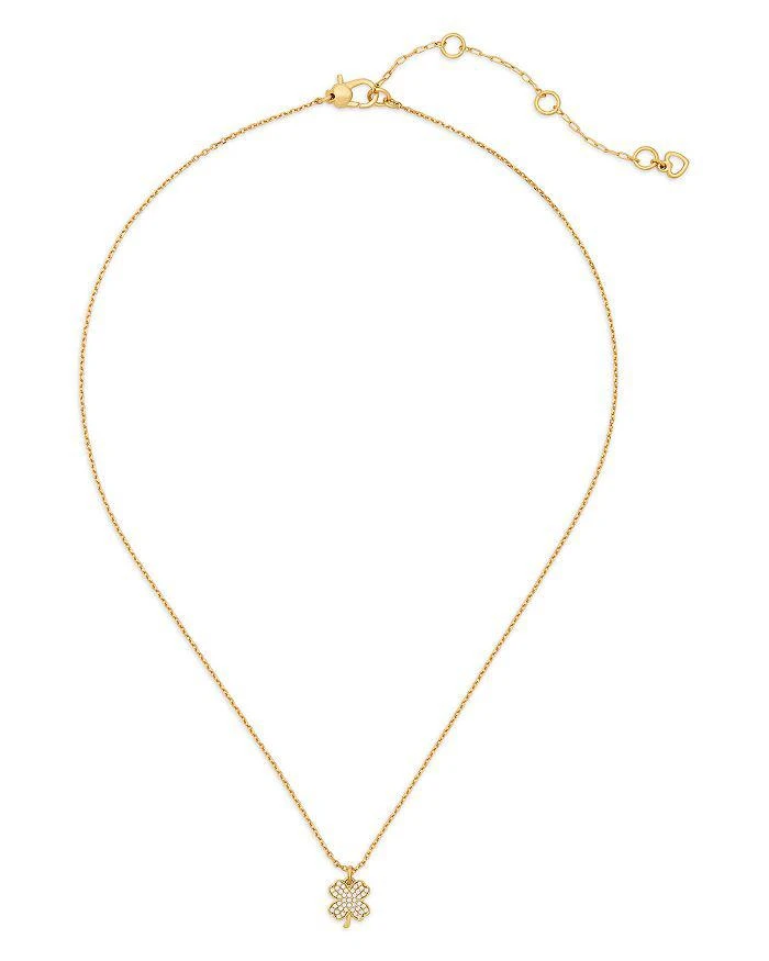Kate Spade Pavé Clover Pendant Necklace in Gold Tone, 16"-19" 3
