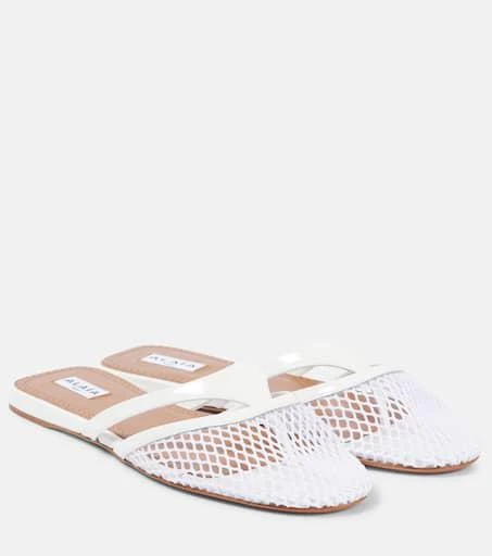 Alaïa Infradito leather and fishnet mules 1