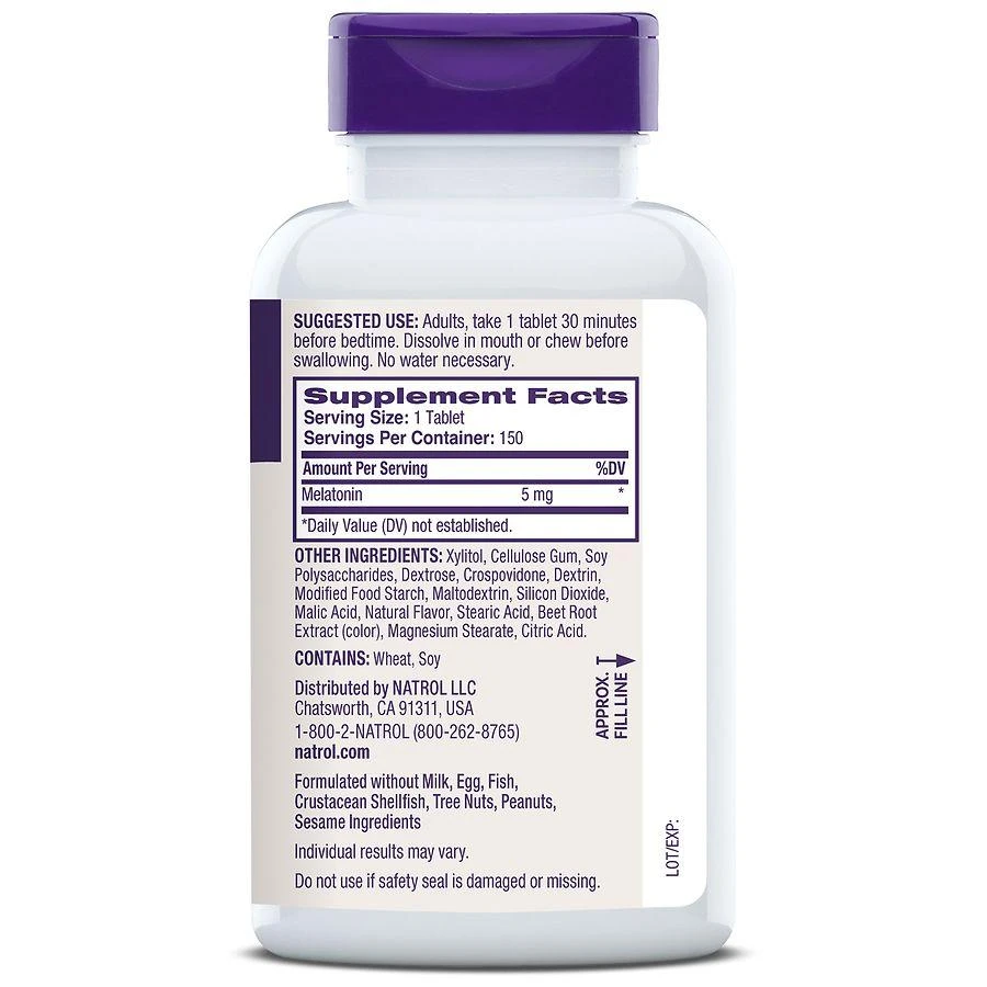 Natrol Fast Dissolve Melatonin 5 mg, Sleep Support for Adults Strawberry 5