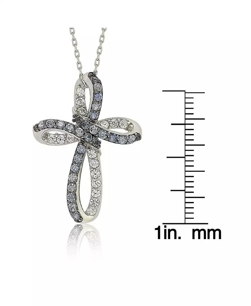 Suzy Levian New York Suzy Levian Sterling Silver Sapphire 
Created White Sapphire Cross Pendant 3