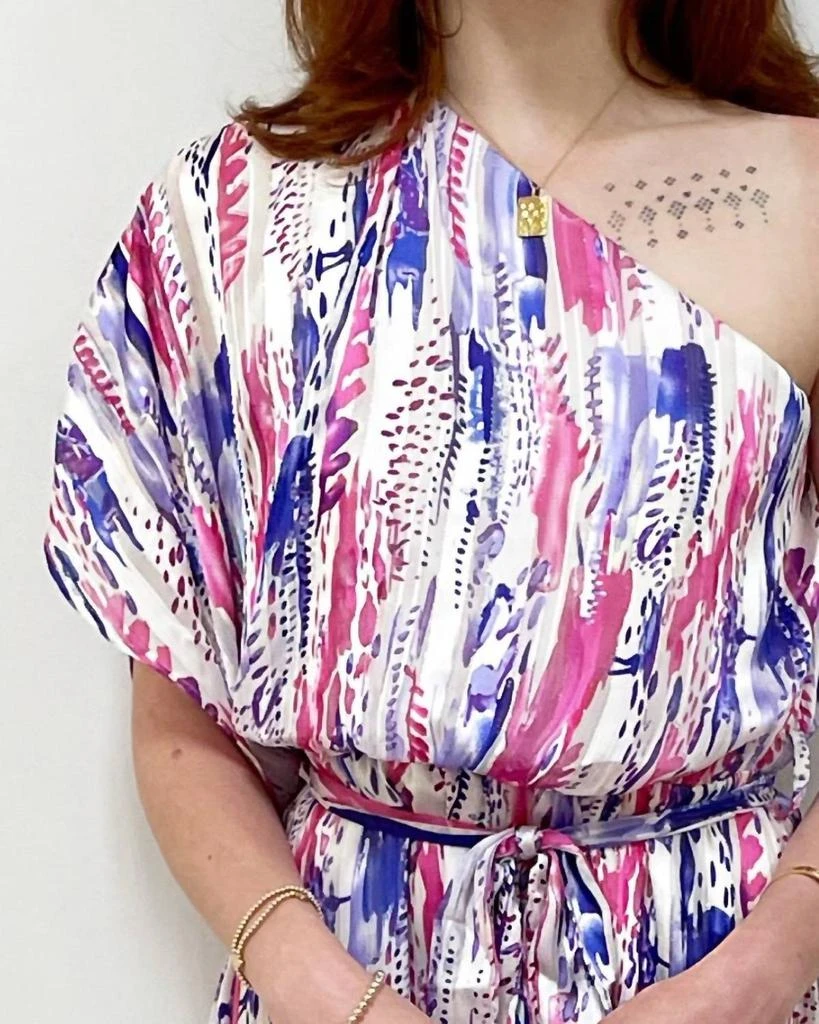 Meet Me in Santorini Malani One Shoulder Printed Mini Dress In Violet Print 2