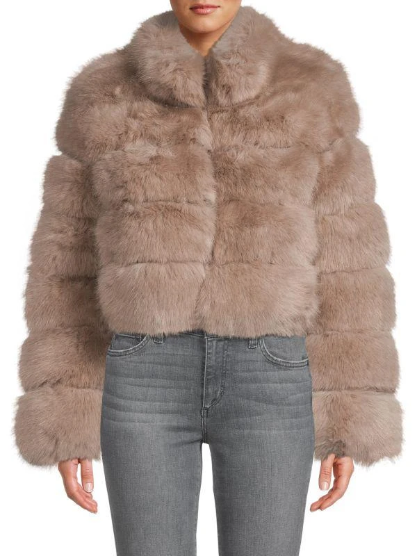 BELLE FARE Collar Faux Fur Crop Jacket 1