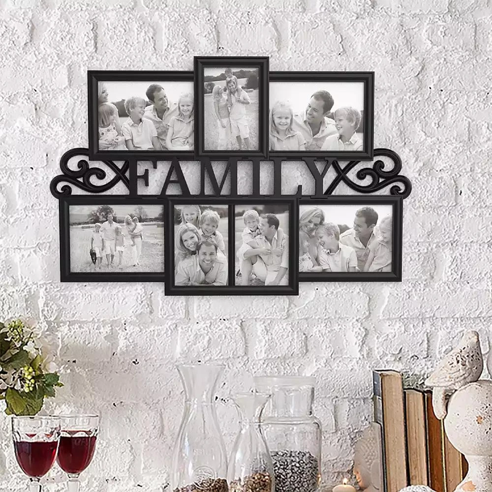 Trademark Global Family Collage Picture Frame with 7 Openings by Lavish Home, Black, 16" x 23.5" x 1" 4