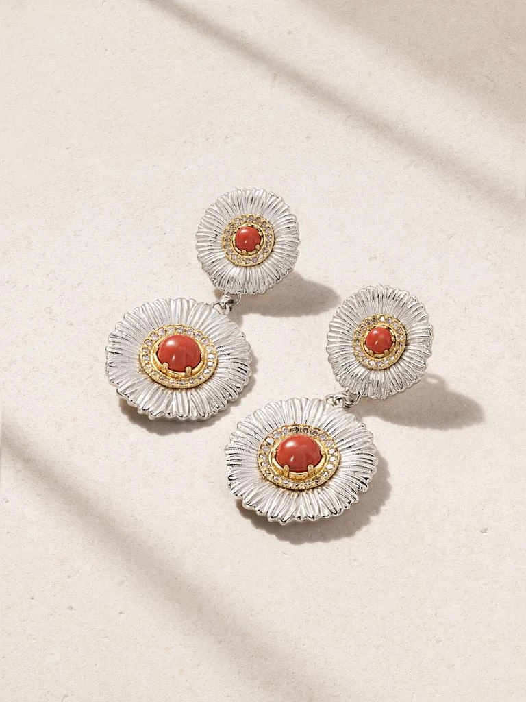 Buccellati Blossoms 纯银、镀金纯银、碧玉、钻石耳环 1
