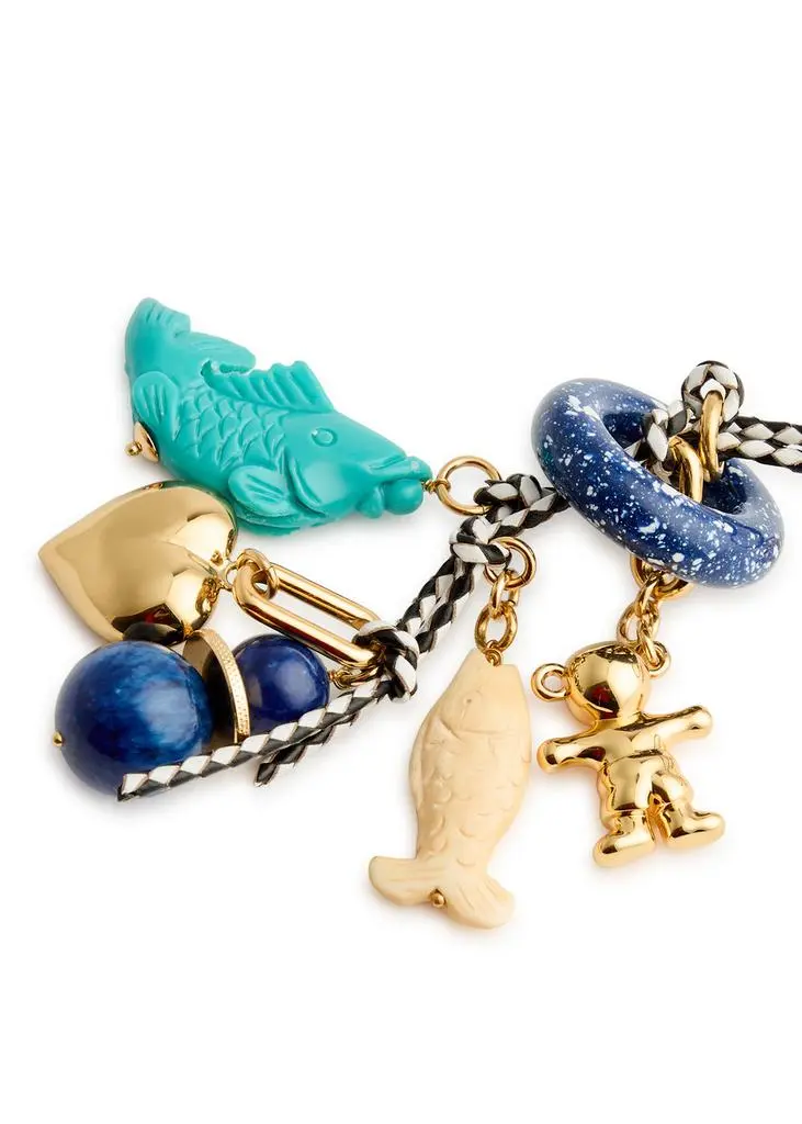 Timeless Pearly Charm-embellished 24kt gold-plated keyring 3
