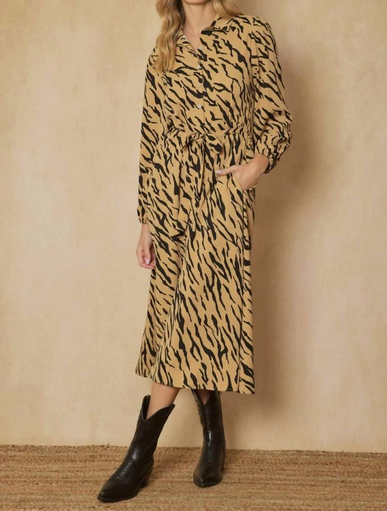 entro Button Up Maxi Dress In Camel 1