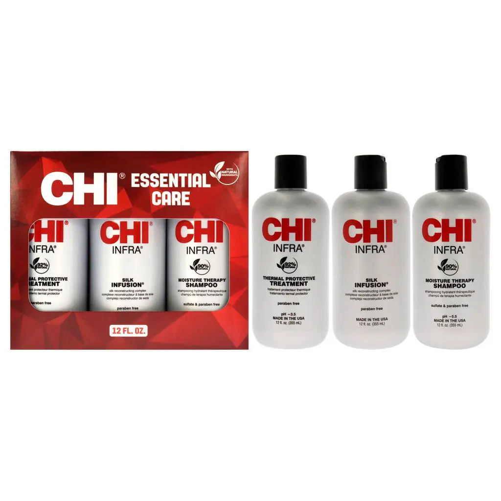 CHI Infra Trio Kit by for Unisex - 3 Pc 12oz Silk Infusion, 12oz Infra Shampoo, 12oz Infra Treatment