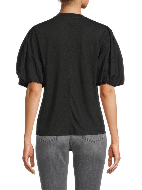 Joie Libby Puff Sleeve Linen Blend Top