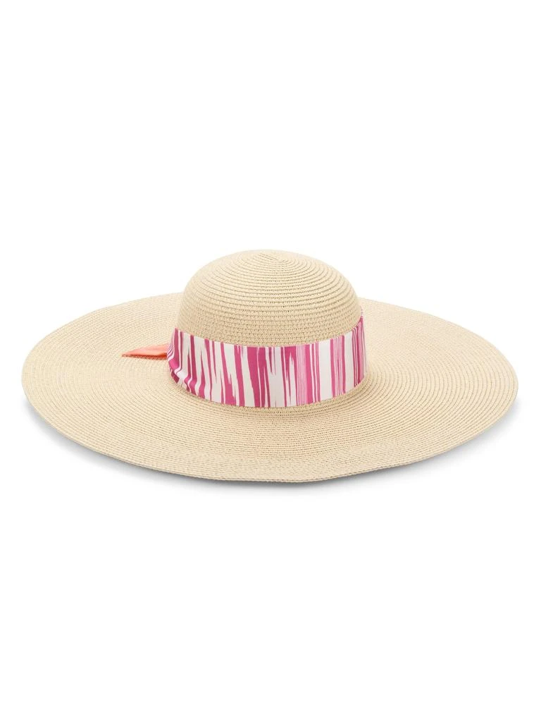 Missoni Striped-Band Straw Wide Brim Hat Missoni Straw Hat Missoni Orange Label Blue Beige Brown  main image 4