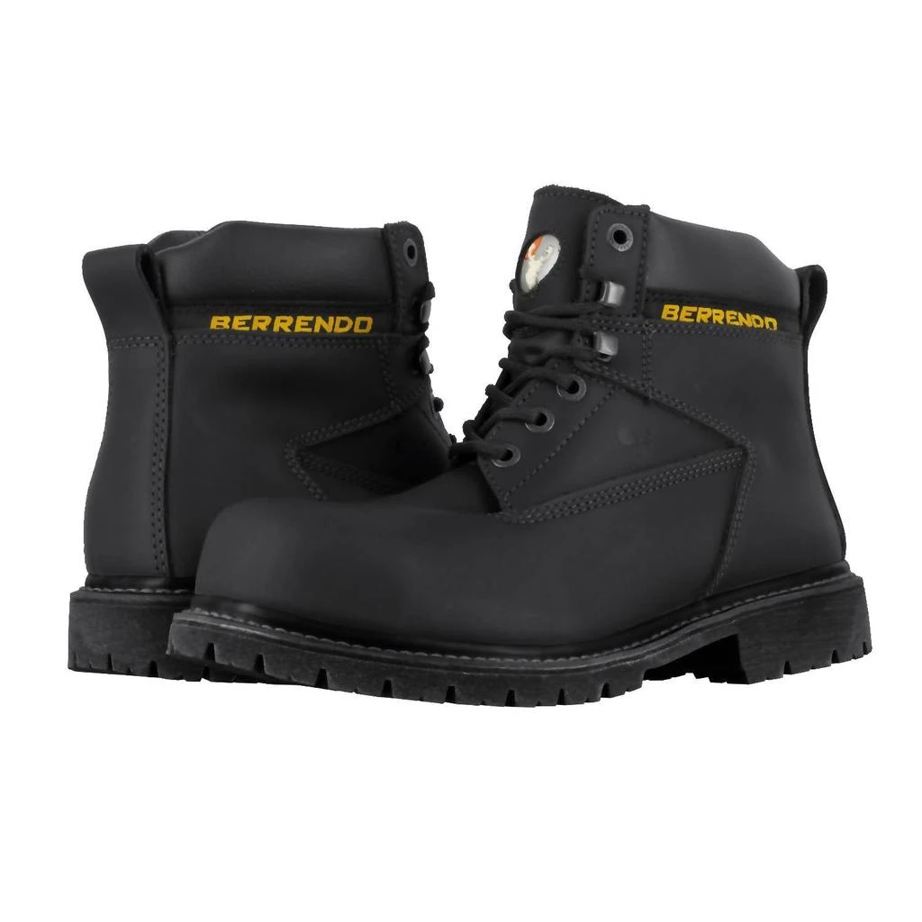 Berrendo 6” Steel Toe Work Boots In Black 2