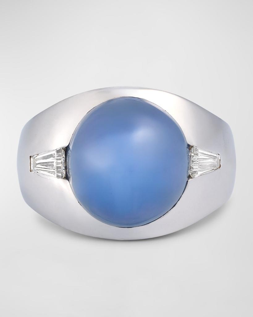 NM Estate Estate Gents 14K White Gold and Sapphire Gypsy Ring