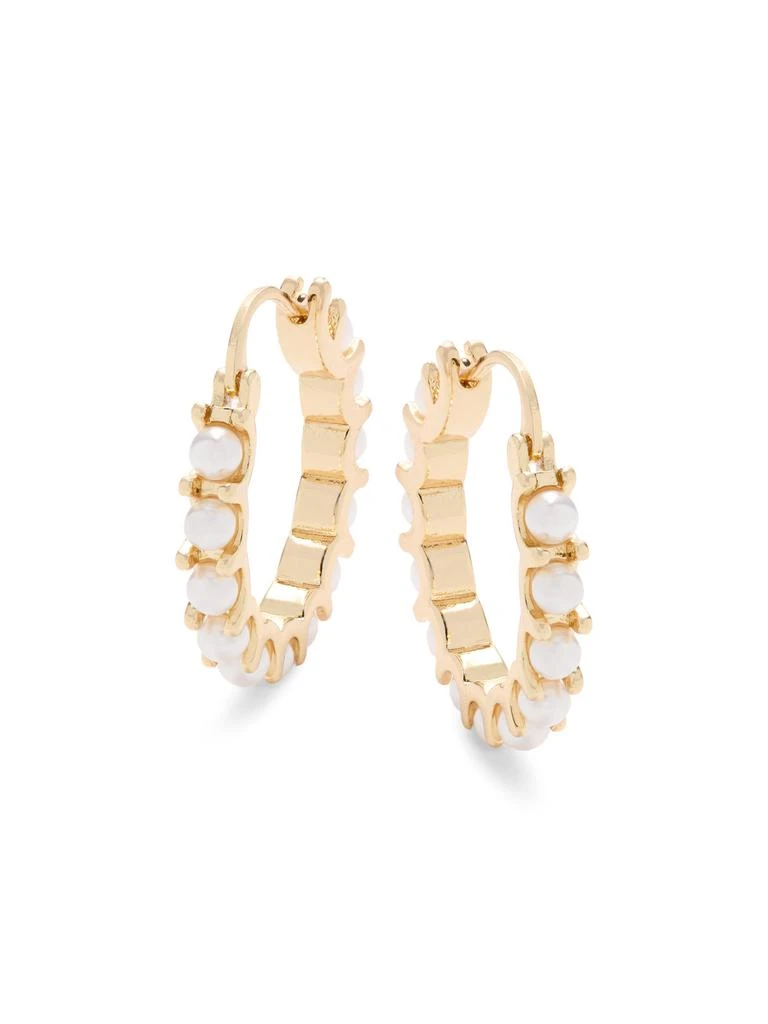 AREA 14K Goldplated
Round Simulated Pearl Hoop Earrings