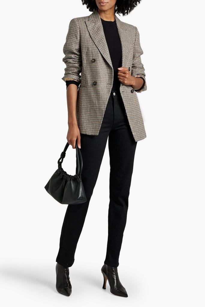 Brunello Cucinelli Double-breasted houndstooth linen-blend