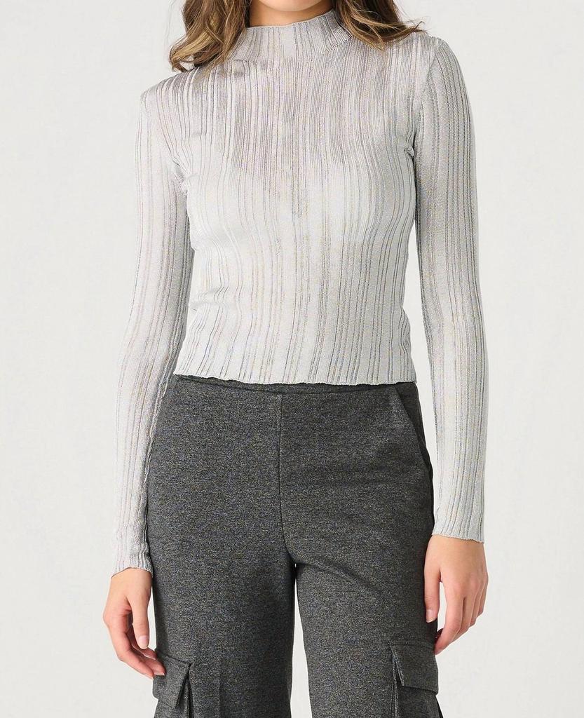 Dex Dex - Long Sleeve Ribbed Shimmer Top