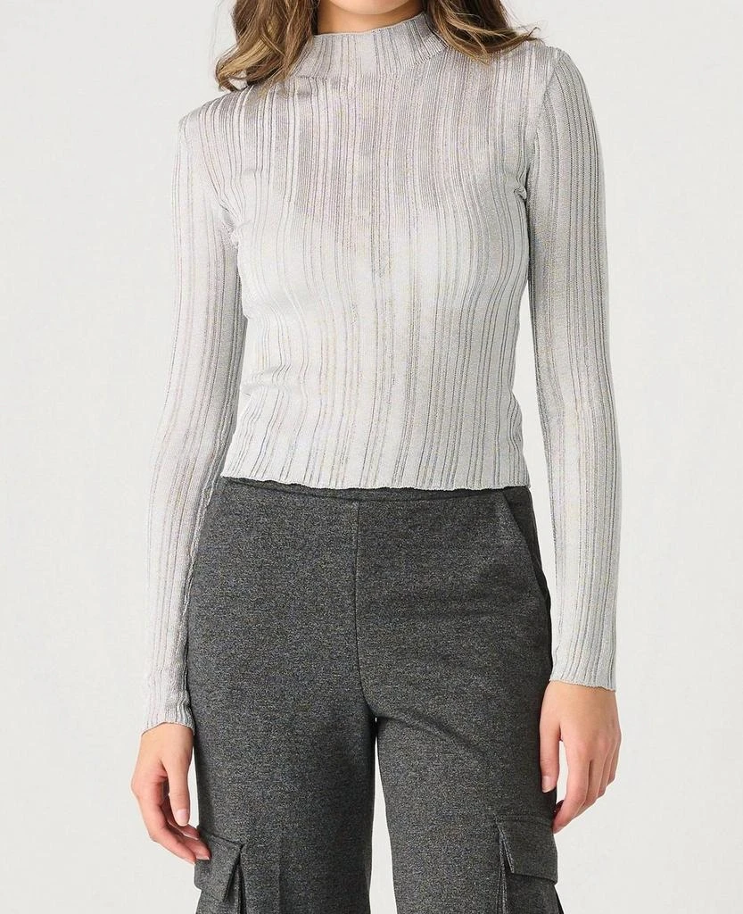 Dex Dex - Long Sleeve Ribbed Shimmer Top 2