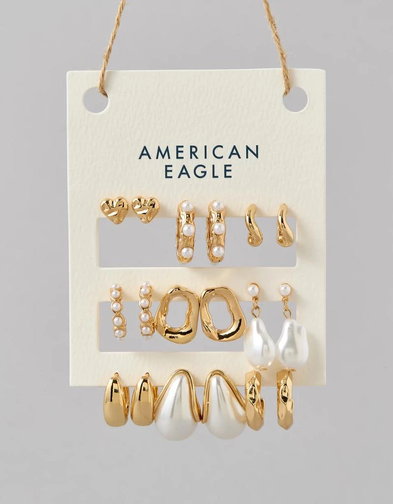 AE AEO Pearl & Gold Earrings 9-Pack 2