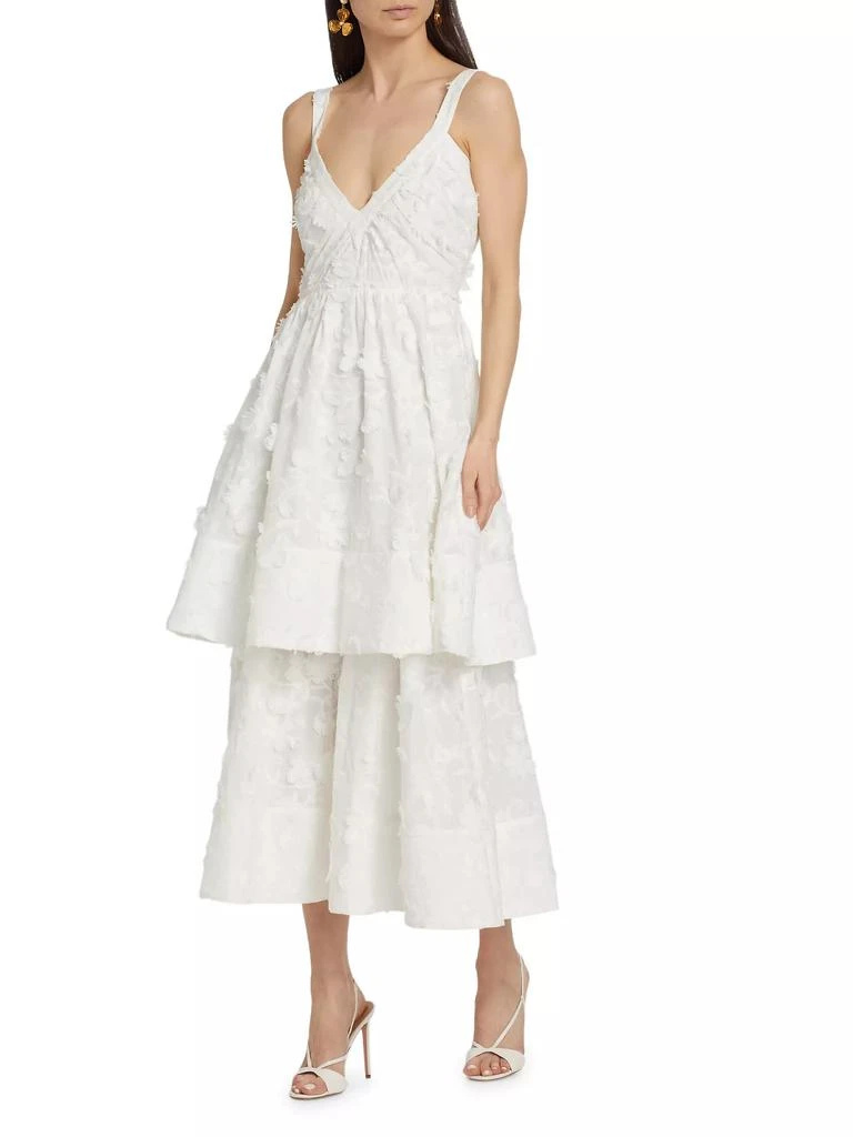 FIGUE Monet Cotton Floral Appliqué Midi-Dress 6