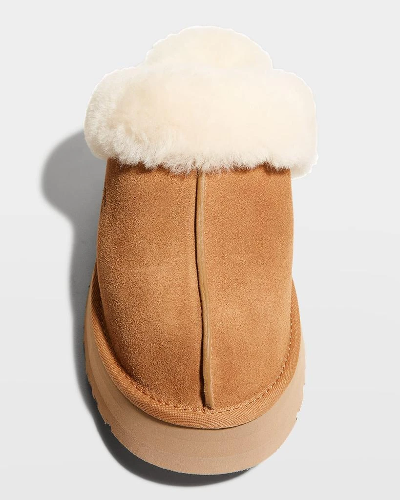 UGG Disquette Suede & Shearling Platform Slippers 5