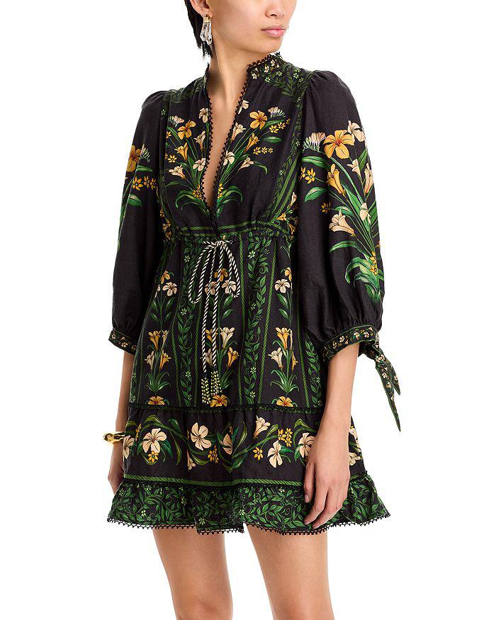 Farm Rio Flowers Arch Black Mini Dress